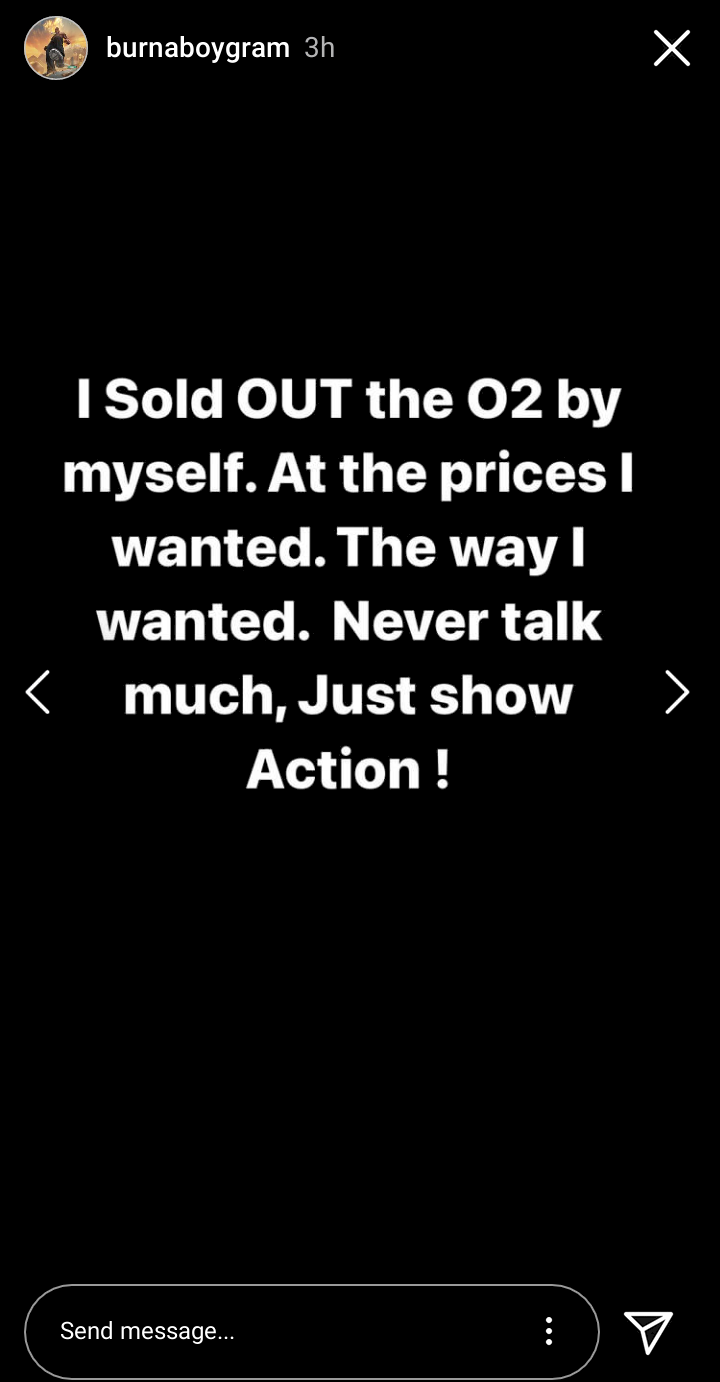 'I sold out 02 Arena myself, at the prices I wanted' - Burna Boy brags over London concert