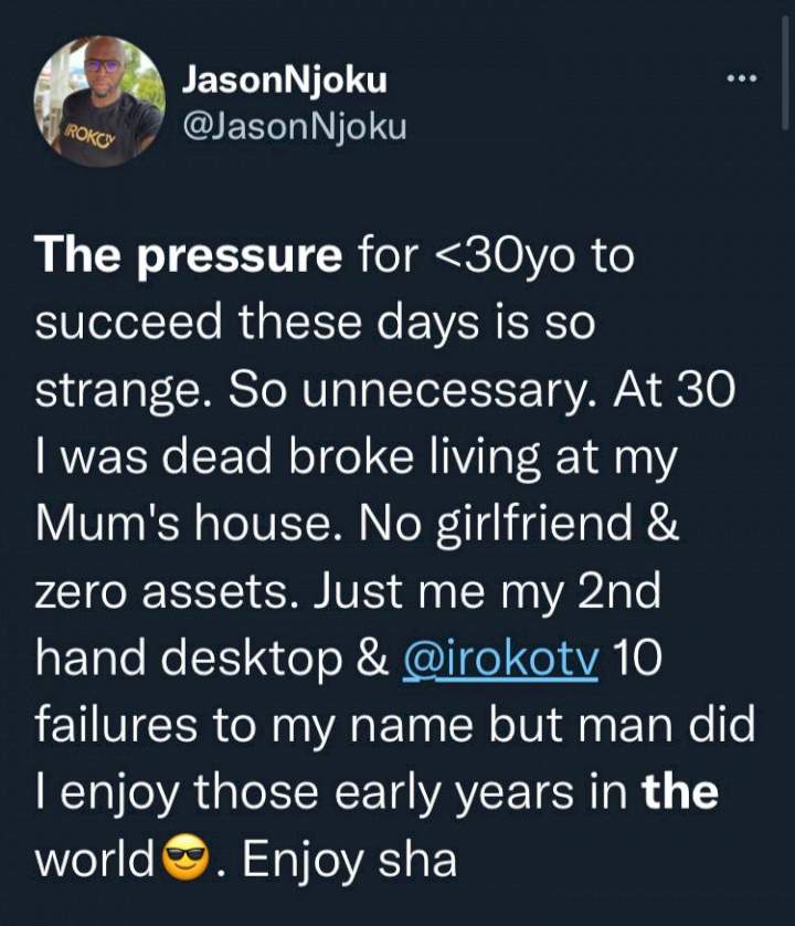 'Pressure to succeed at under 30 is unnecessary' - IrokoTv Boss, Jason Njoku