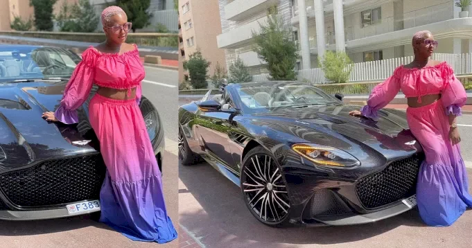 "Monaco looks good on me" - DJ Cuppy says as she shows off her father's Aston Martin (video)