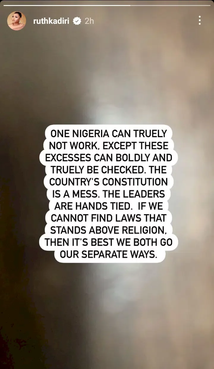 Why one Nigeria cannot work - Ruth Kadiri reveals