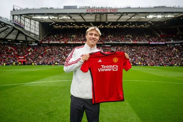 Rasmus Hojlund was officially unveiled to the crowd inside Old Trafford