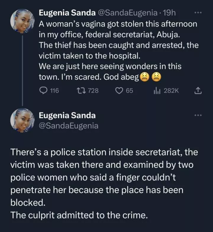 Pandemonium in Abuja as woman's private part is stolen