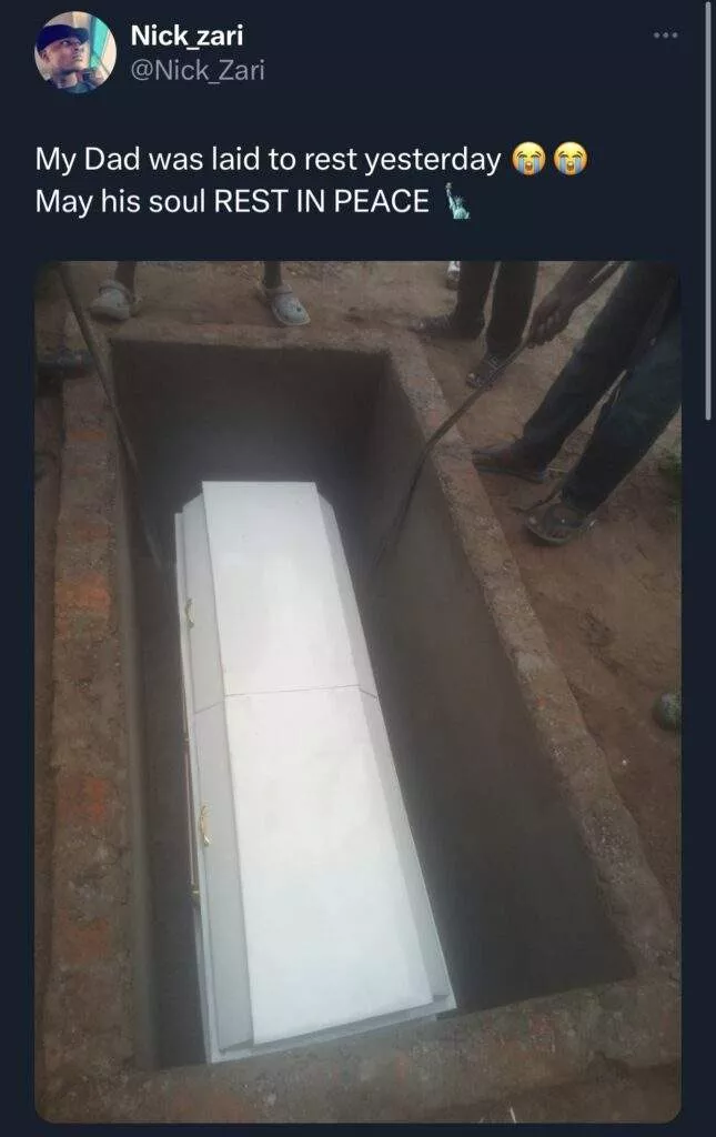 Man wishes his father early demise as he steals another Twitter user's coffin image