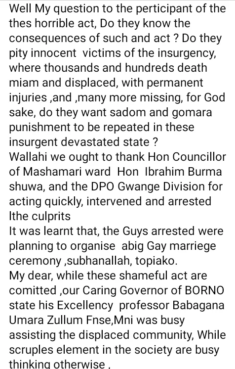 Suspected homosexuals reportedly arrested in Borno for allegedly planning gay wedding