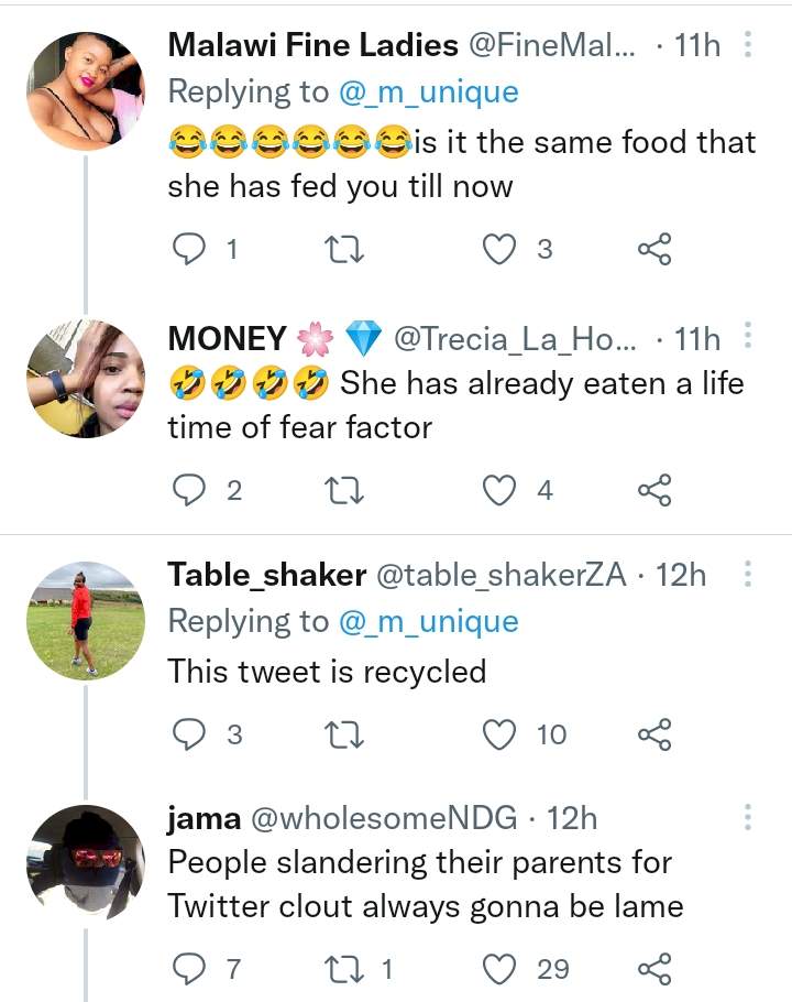 'How can you come online and slander your own mother?' - Netizens drag lady after she described her mum's cooking as a 'fear factor'