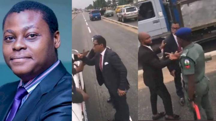 "I will call the governor" - Watch moment Arise TV anchor, Rufai Oseni lashes out at traffic police after he was stopped for reportedly using BRT lane