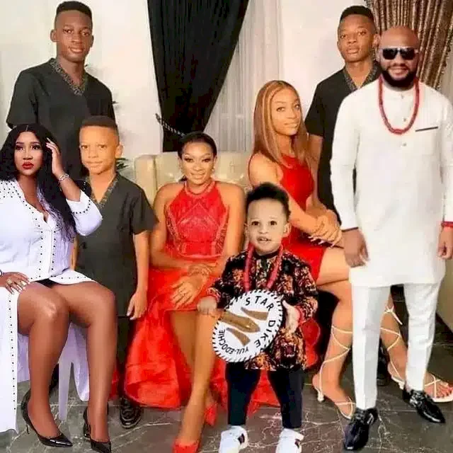 'This is how it should be; May zukwanuike!' - Yul Edochie reacts to him and Judy Austin being photoshopped into family photo shared by May