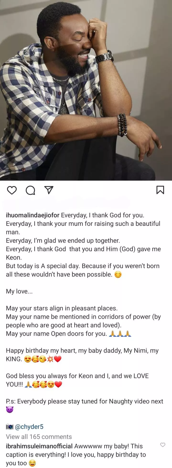 'I thank your mum for raising such a beautiful man' - Linda Ejiofor