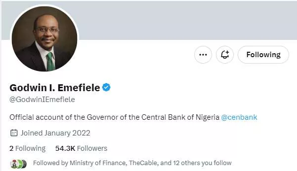 Emefiele continues to identify as CBN Governor on X even after resignation