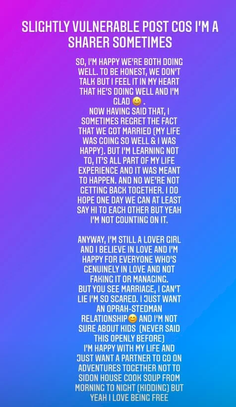 Sometimes I regret getting married  - Nigerian tourism blogger, Chiamaka Obuekwe writes as she reflects on life after her short-lived marriage