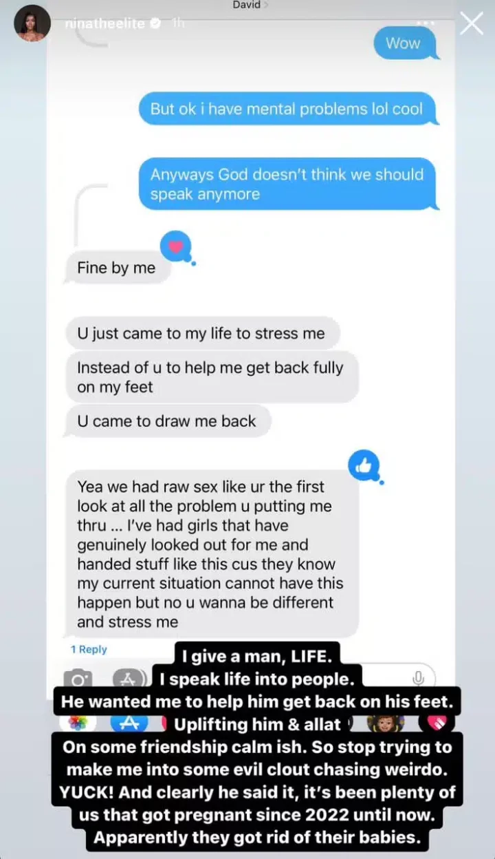 Lady claims she's pregnant for Davido ... leaks chat (See screenshots)