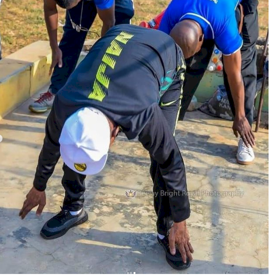 83-year-old Alaafin of Oyo embarks on work out session (Photos)