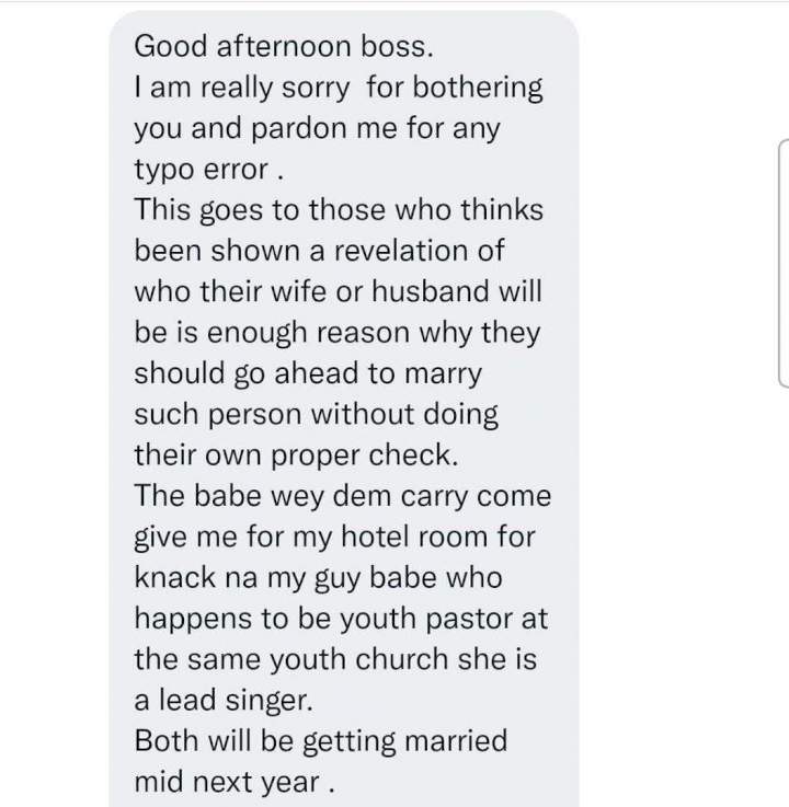 Man narrates how call-girl met at hotel was his friend's spouse, a youth pastor