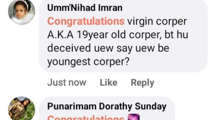 'Virgin corper, go and come back intact' - Reactions as Taraba varsity student graduates at 19 as a virgin