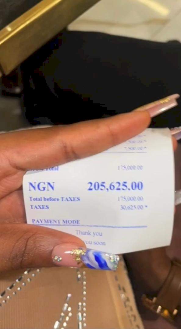 Lady calls out Lagos restaurant after being charged N30K tax on food worth N175K (Video)