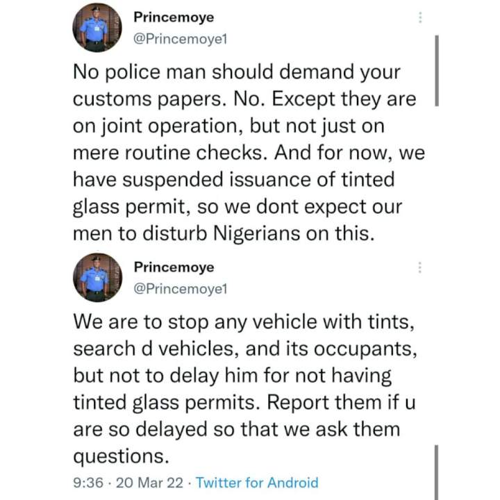 Report police officers who stop you to ask for tinted glass permit - Acting Police PRO, Olumuyiwa Adejobi, tells Nigerians