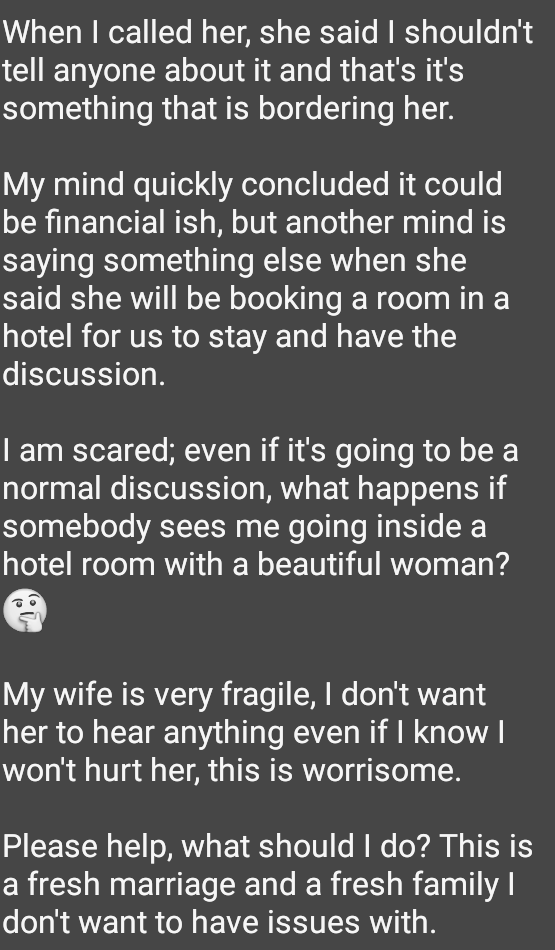 Man seeks advice after his alluring mother-in-law paid for a hotel room for them to have a discussion