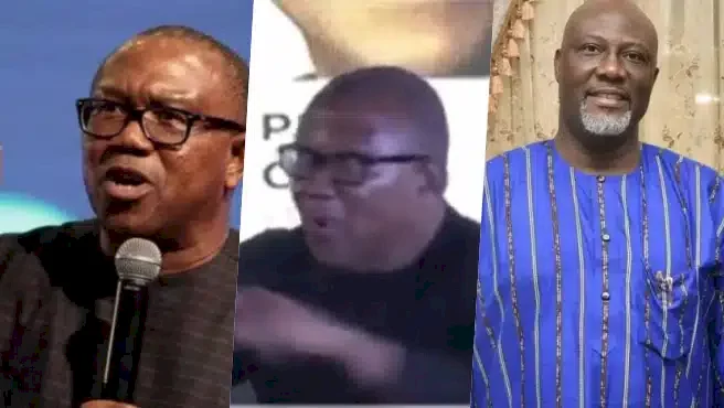I have taken enough from you here - Peter Obi angrily confronts Dino Melaye at Arise TV town hall meeting (Video)