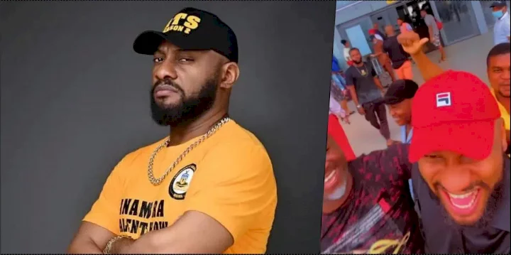 Yul Edochie reacts after being teased at airport for taking a second wife (Video)