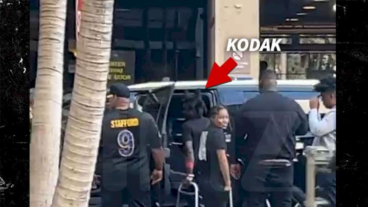 Kodak Black leaves hospital using walker after being shot