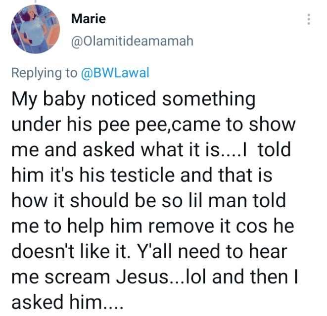 Lady cries out as 6-year-old son makes shocking request