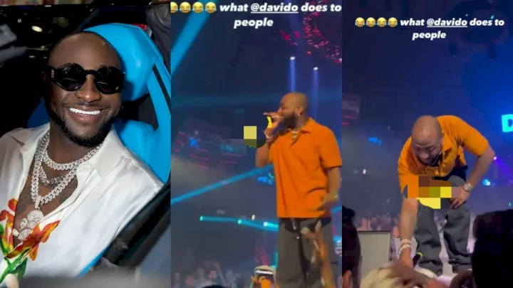 Diehard female fan goes beserk, nearly faints over what Davido did to her at an event (Video)