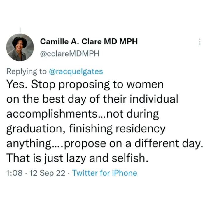 'Break up with your man if he proposes to you the moment you are being celebrated for a personal accomplishment' - Professor tells women