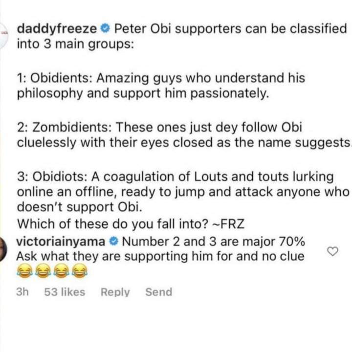 '70% of Peter Obi supporters are Zombidients and Obidiots' - Actress Victoria Inyama says many don't have a clue why they are supporting Obi