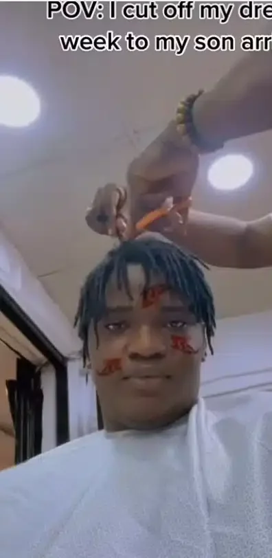 'Father figure activated' - Netizens commend man as he shaves off his dreadlocks for arrival of his son (Video)