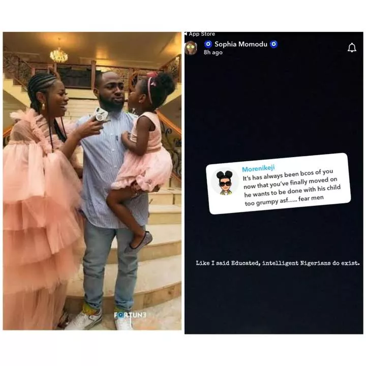 Sophia Momodu agrees with comments insinuating that her baby daddy Davido turned on her and their daughter Imade after she moved on