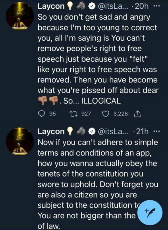 'You are also a citizen, you are not bigger than the rule of law' - Laycon reacts to Twitter ban