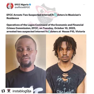 We caught two suspected fra¥dsters in Skales' residence - EFCC