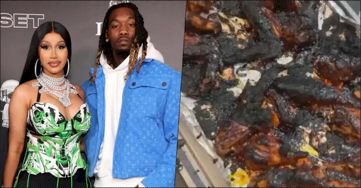 Offset makes fun of Carbi B for making burnt chicken wings (Video)