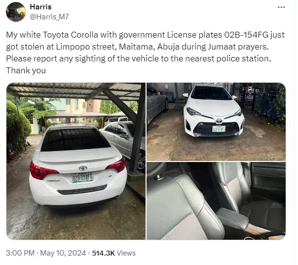 Man coordinates stealing of his friend's car while they prayed together in a Mosque in Abuja