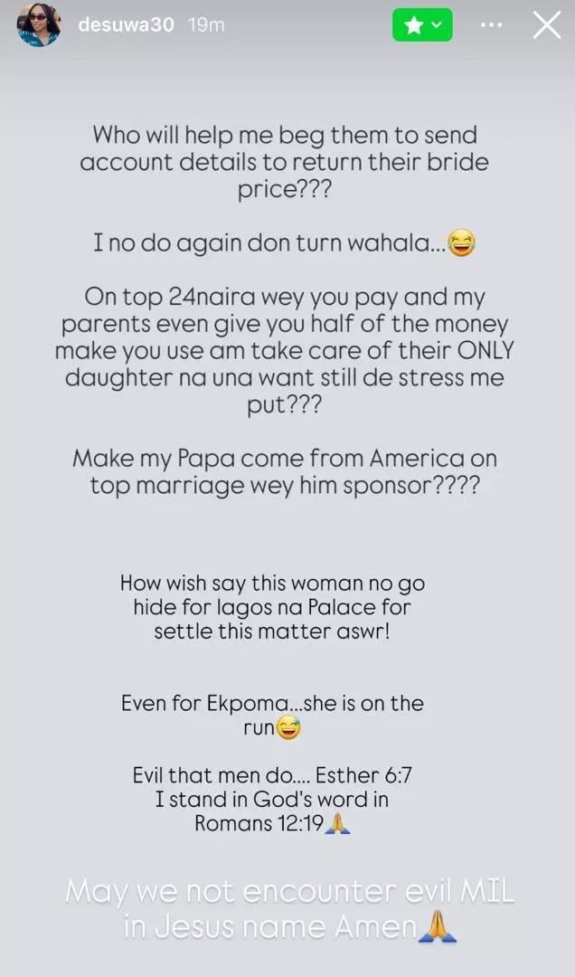 ?Who will help me beg them to send account details to return their bride price?? - Footballer Jude Ighalo?s ex-wife, Sonia writes