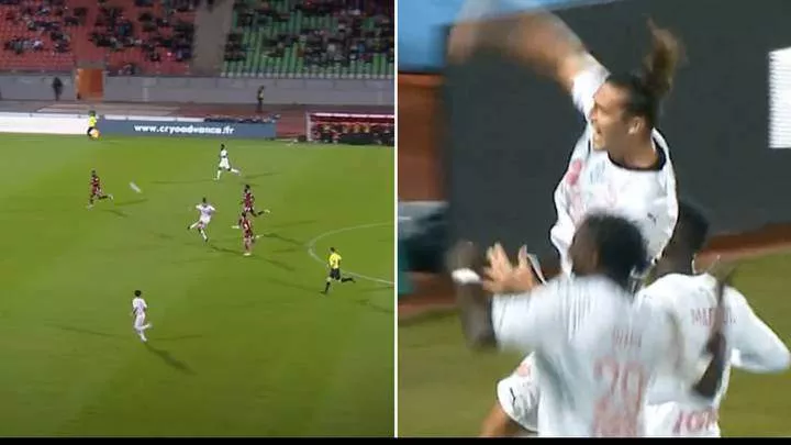 Andy Carroll scores the most ridiculous goal from 40 yards, he's loving life in France (Video)