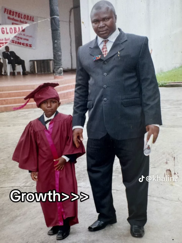 Man recreates graduation photo with his father