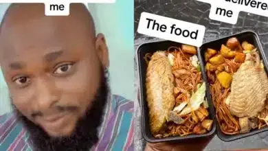 Nigerian man buys a plate of spaghetti, plantain, and turkey for just ₦1,000