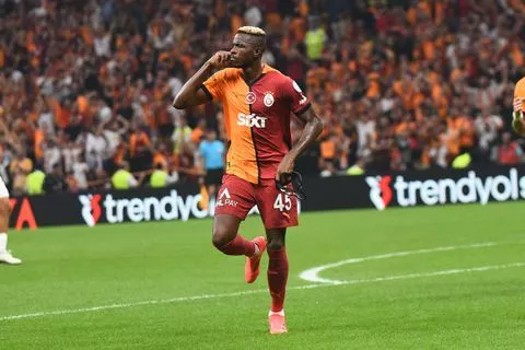 Victor Osimhen celebrating for Galatasaray. -- Imago