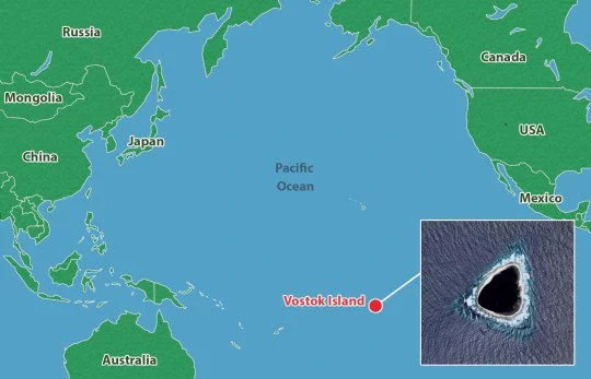 Map showing Vostok Island in the Pacific Ocean