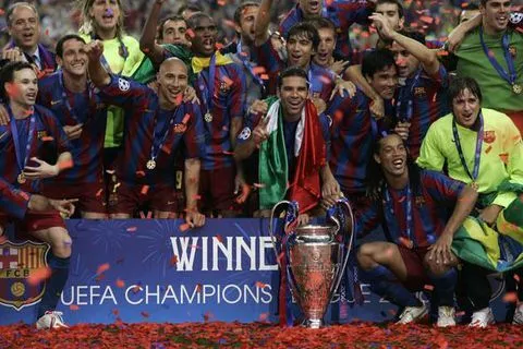 Barcelona celebrate the 2006 Champions League win - Imago