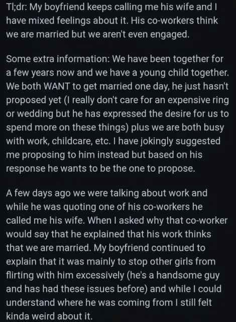 Lady cries out as boyfriend always refers to her as 'wife' to his friends yet never proposes
