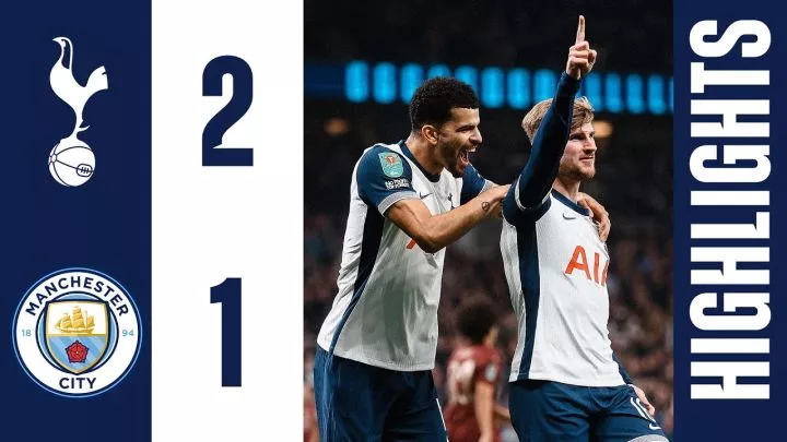 Tottenham Hotspur 2 - 1 Manchester City (Oct-30-2024) EFL Cup Highlights