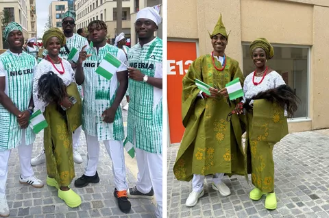 Paris 2024: Tobi Amusan and Team Nigeria contingents stun in opening ceremony outfit for the Olympics