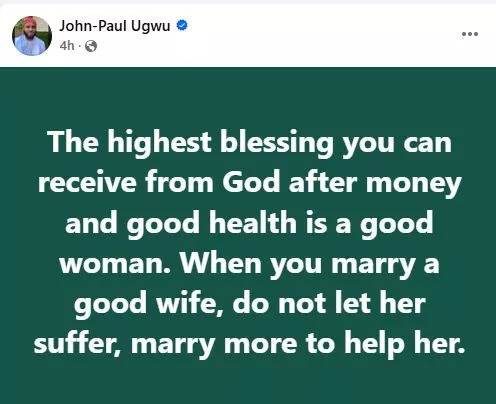 Marry more women to help your first wife - Nigerian Polygamist advises