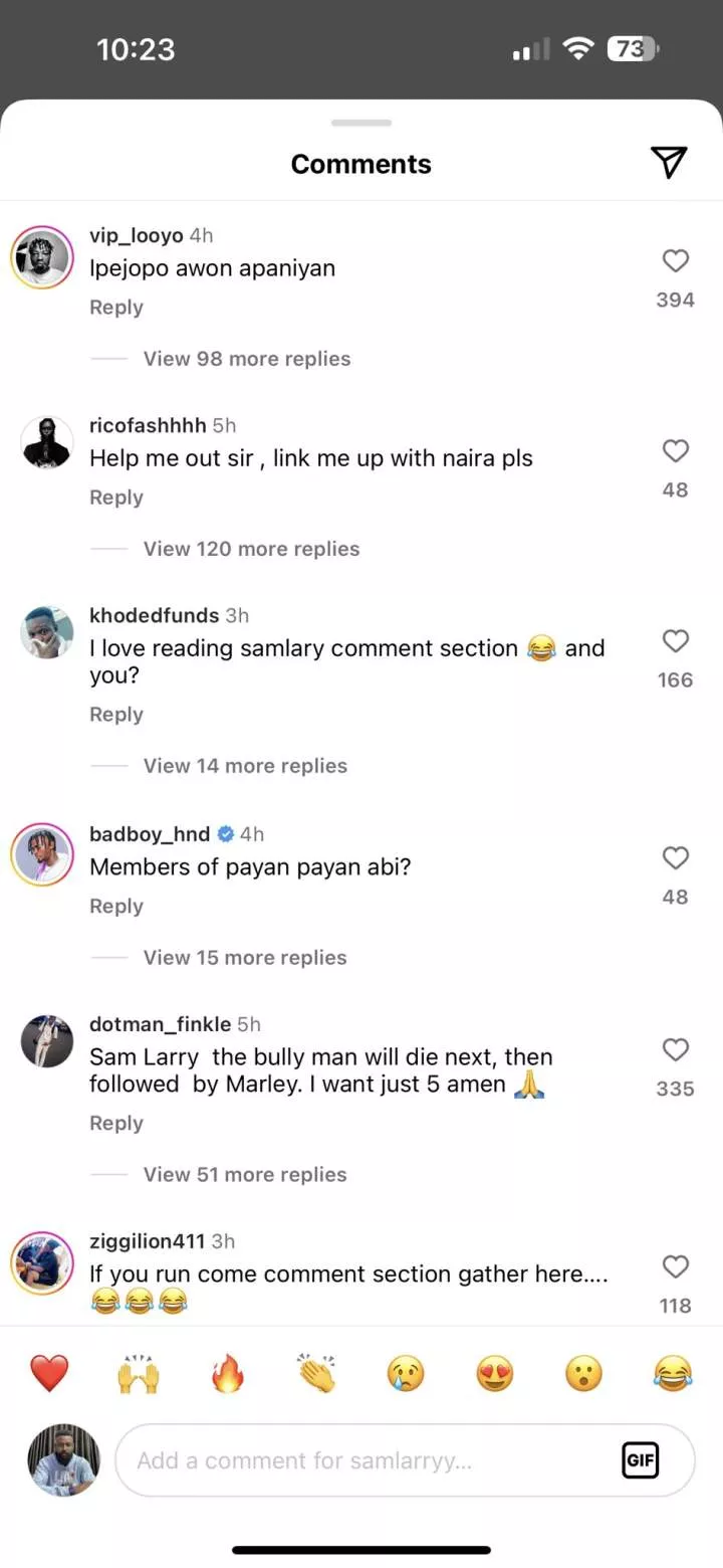 'Apart from k!ling innocent people, what do you do for a living' - Nigerians roast Sam Larry after he posted a picture with Naira Marley and Zinoleesky and captioned it 'members only'