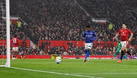 Dorgu earlier gifted Ipswich the lead at Old Trafford after a miscommunication with goalkeeper Andre Onana.