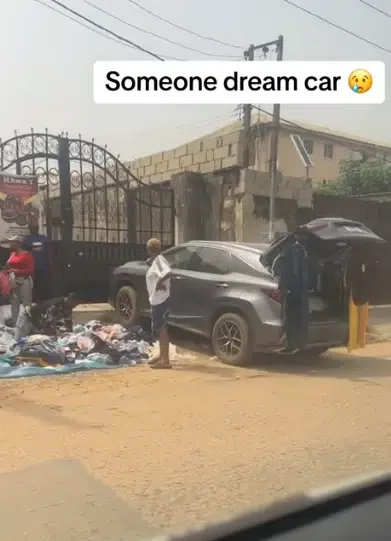 'N23million car' - Video of man selling 'Okirika' used clothes with exotic car causes buzz