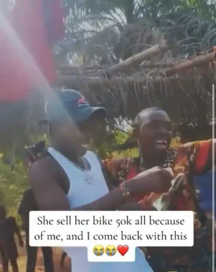 Man makes money rain on mother who once sold her bike to support him