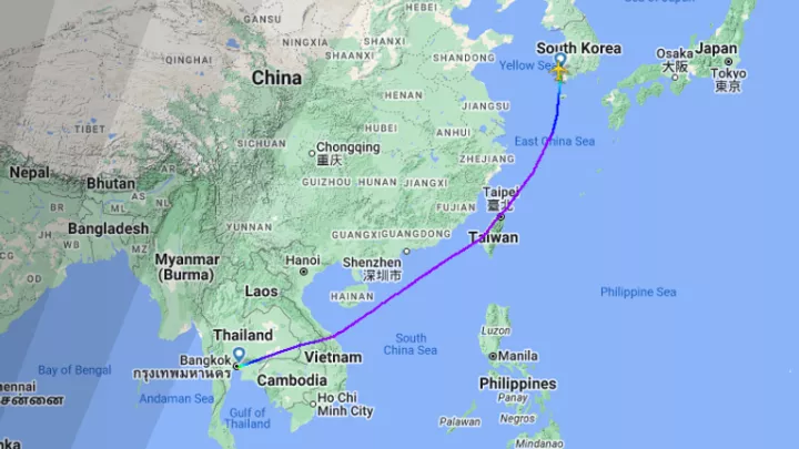 The flight path of the Jeju Air plane before it crashed.<br />Pic: FlightRadar24